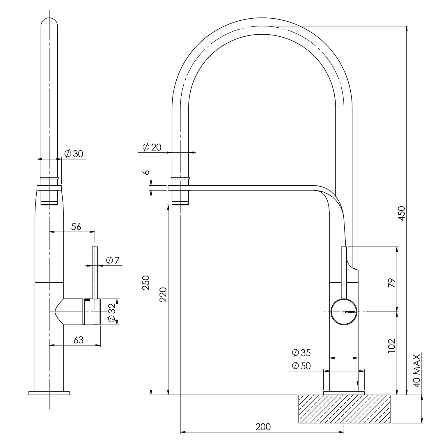 Phoenix Vido Flexible Hose Sink Mixer 113-7110