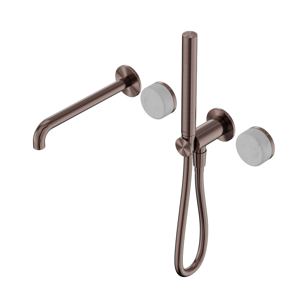 Nero Serenity Progressive Shower System with Spout & Slim Hand Shower Carrara Handle 24E007