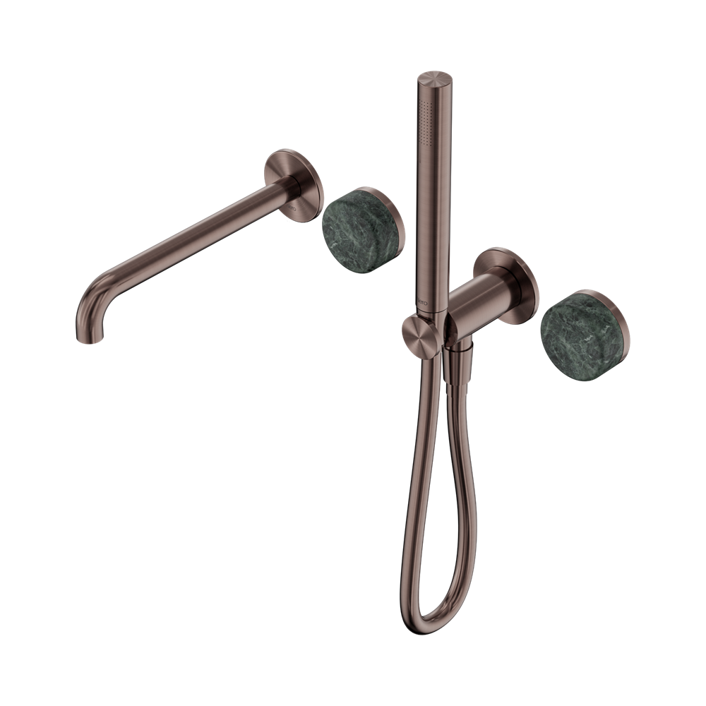 Nero Serenity Progressive Shower System with Spout & Slim Hand Shower Verde Alpi Handle 24E008