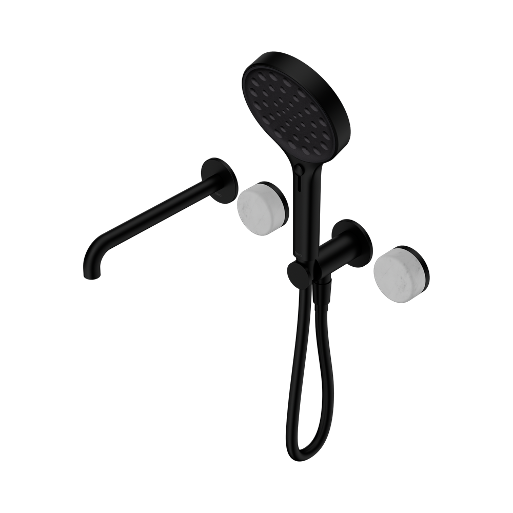 Nero Serenity Progressive Shower System with Spout & Serenity Hand Shower Carrara Handle 24E013