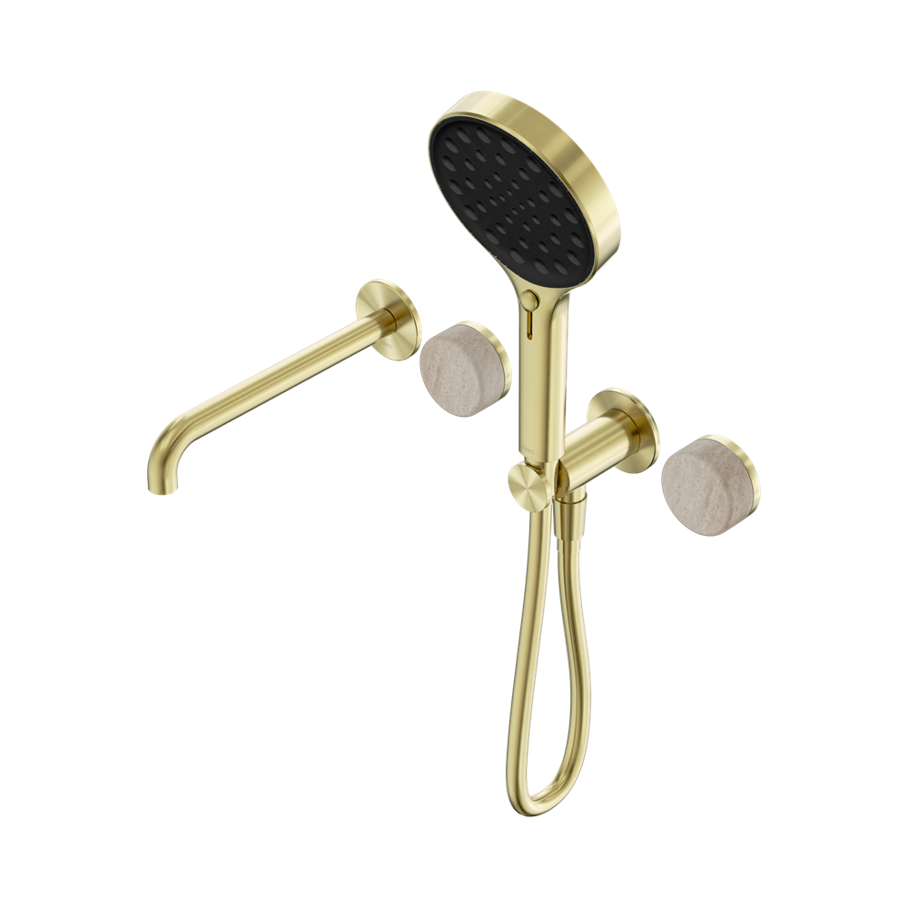 Nero Serenity Progressive Shower System with Spout & Serenity Hand Shower Rome Travertine 24E015
