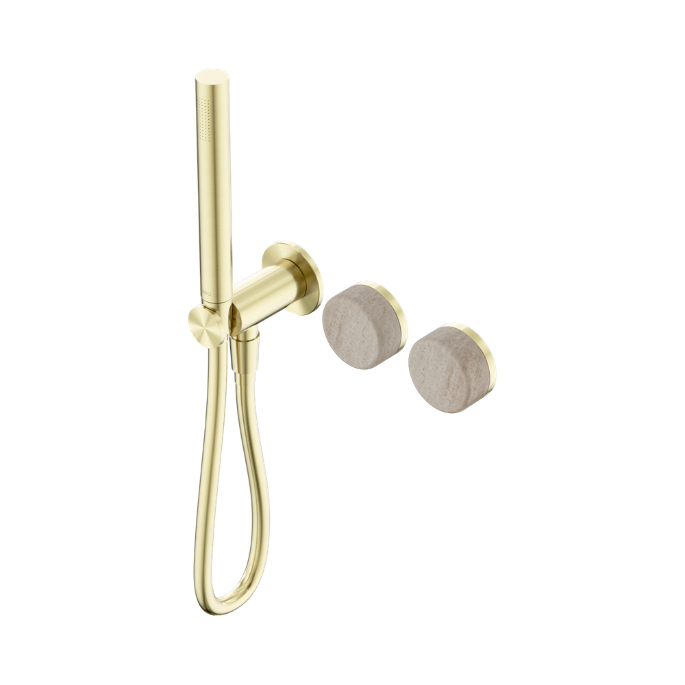 Nero Serenity Progressive Shower System with Slim Hand Shower Rome Travertine Handle 24E021