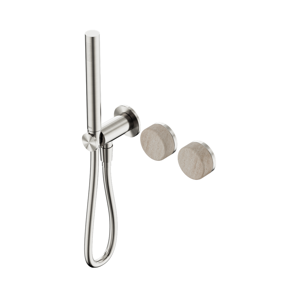 Nero Serenity Progressive Shower System with Slim Hand Shower Rome Travertine Handle 24E021