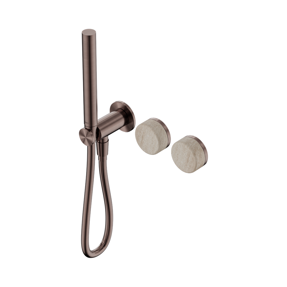 Nero Serenity Progressive Shower System with Slim Hand Shower Rome Travertine Handle 24E021