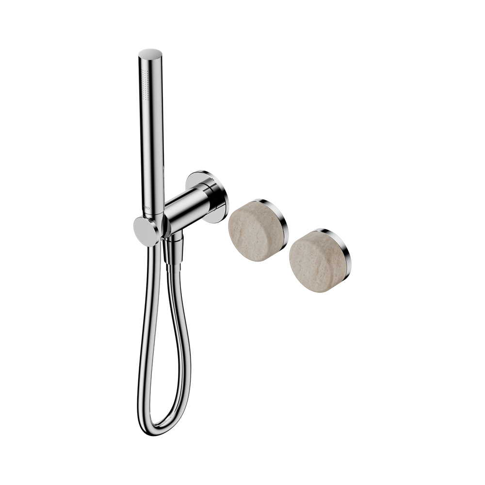Nero Serenity Progressive Shower System with Slim Hand Shower Rome Travertine Handle 24E021