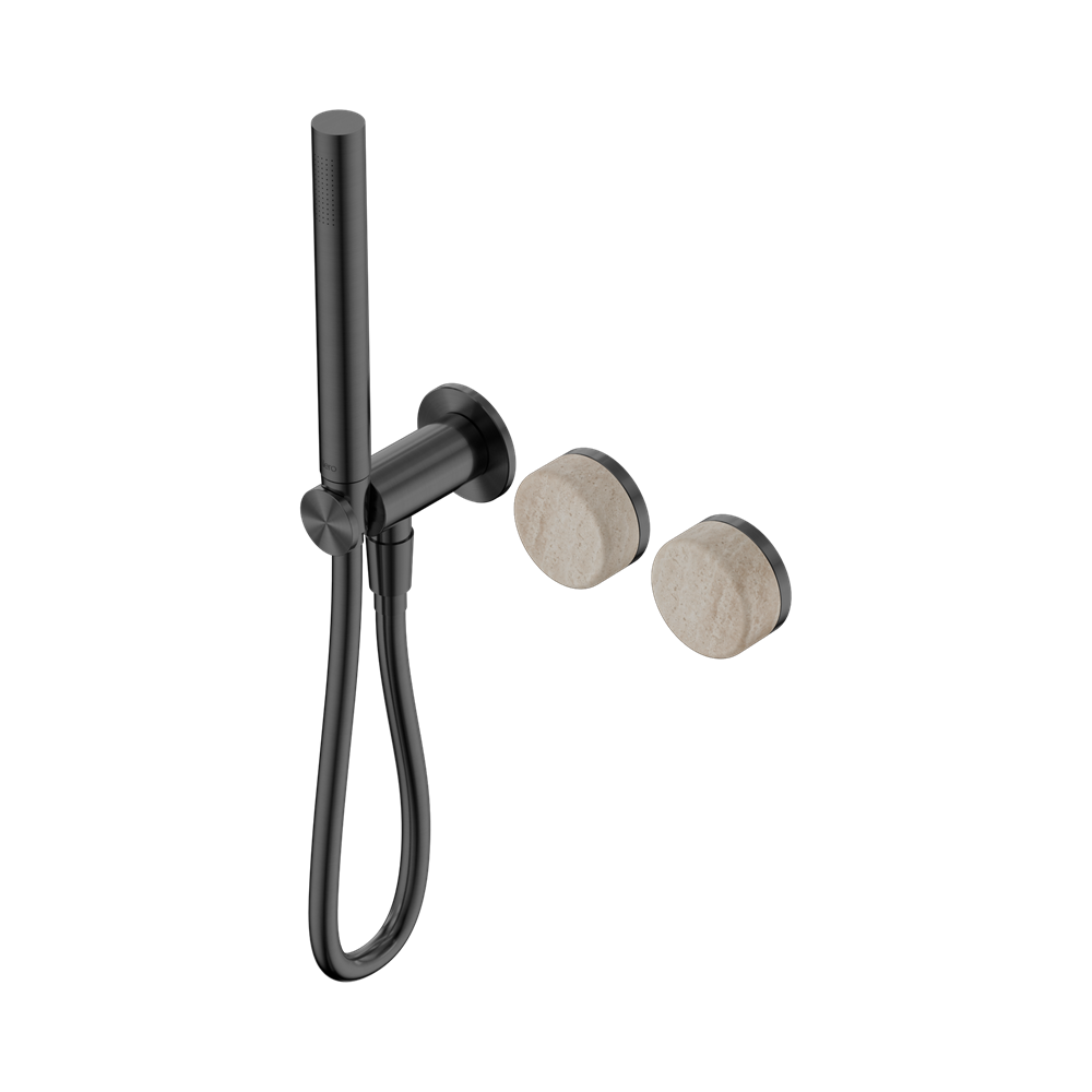 Nero Serenity Progressive Shower System with Slim Hand Shower Rome Travertine Handle 24E021