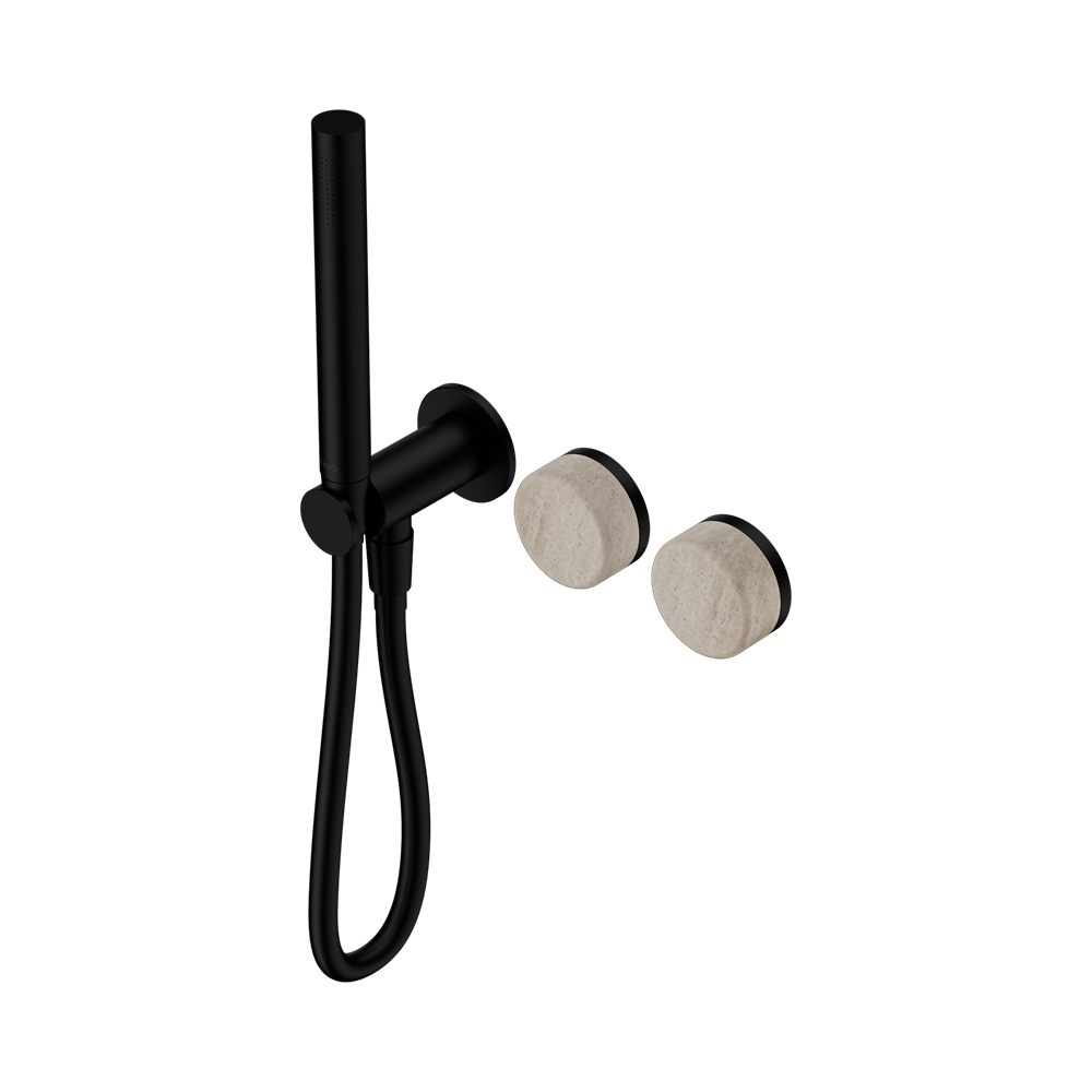 Nero Serenity Progressive Shower System with Slim Hand Shower Rome Travertine Handle 24E021