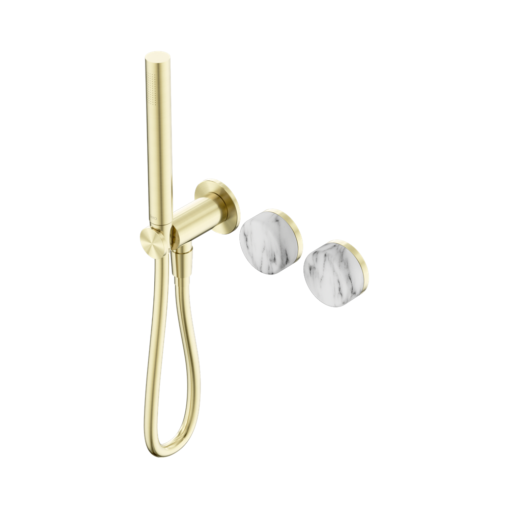 Nero Serenity Progressive Shower System with Slim Hand Shower Arabescato Corchia Handle 24E022