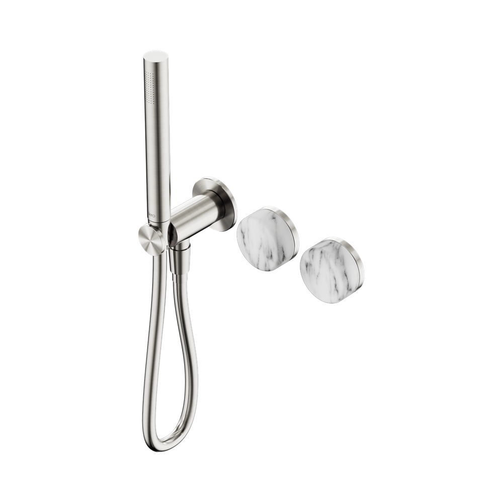 Nero Serenity Progressive Shower System with Slim Hand Shower Arabescato Corchia Handle 24E022