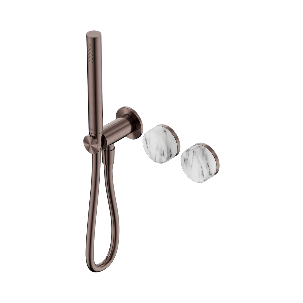 Nero Serenity Progressive Shower System with Slim Hand Shower Arabescato Corchia Handle 24E022