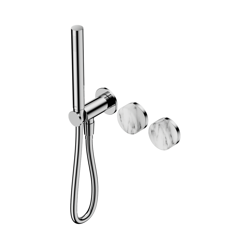 Nero Serenity Progressive Shower System with Slim Hand Shower Arabescato Corchia Handle 24E022