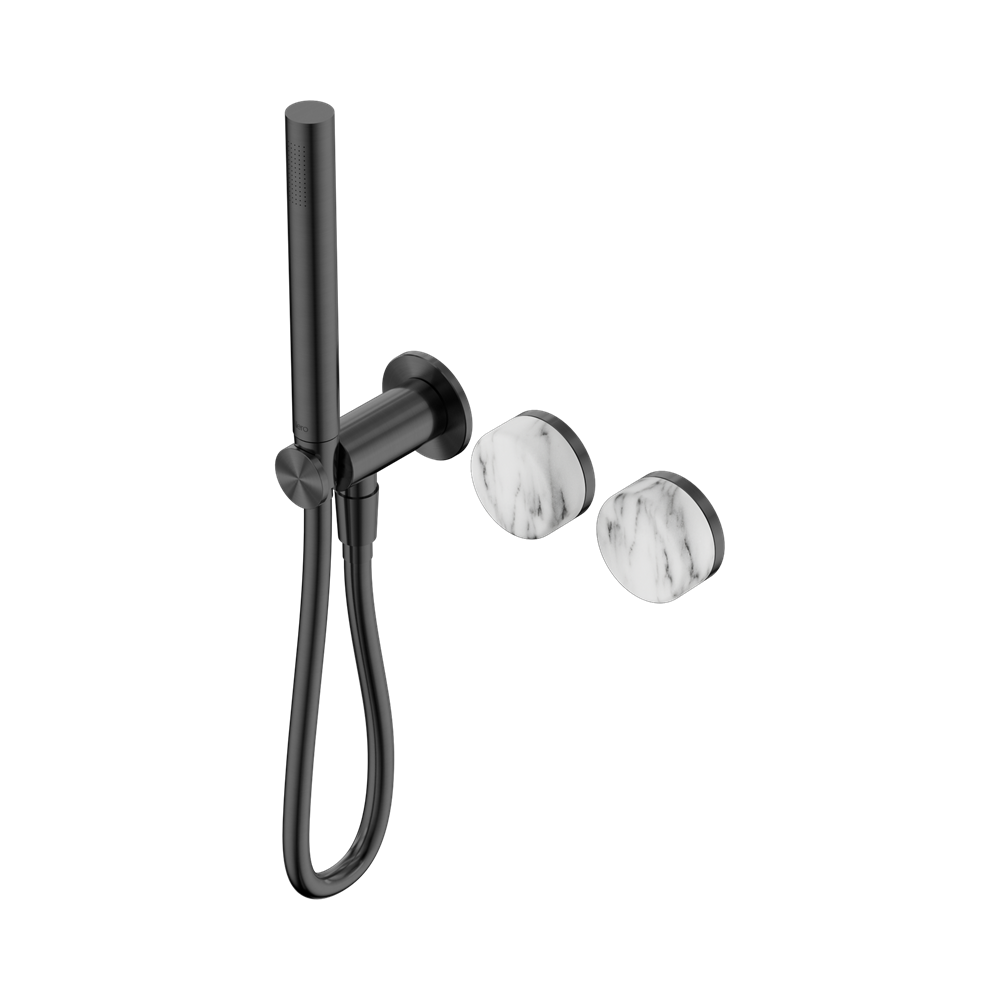 Nero Serenity Progressive Shower System with Slim Hand Shower Arabescato Corchia Handle 24E022