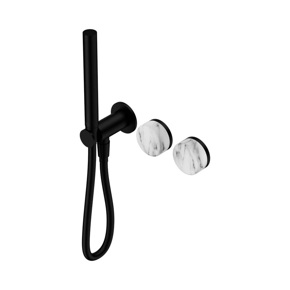 Nero Serenity Progressive Shower System with Slim Hand Shower Arabescato Corchia Handle 24E022
