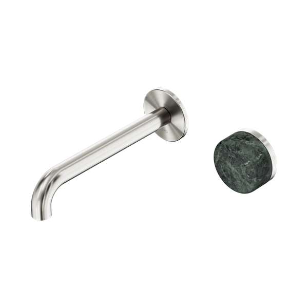Nero Serenity Progressive Wall Basin/Bath Mixer 185mm Spout Verde Alpi Handle 24E068