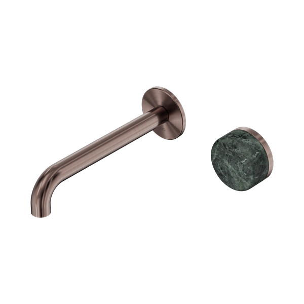 Nero Serenity Progressive Wall Basin/Bath Mixer 185mm Spout Verde Alpi Handle 24E068