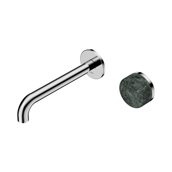 Nero Serenity Progressive Wall Basin/Bath Mixer 185mm Spout Verde Alpi Handle 24E068