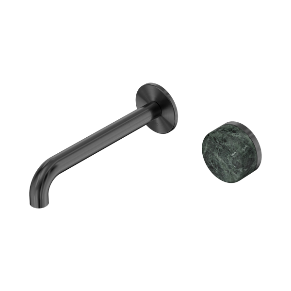 Nero Serenity Progressive Wall Basin/Bath Mixer 185mm Spout Verde Alpi Handle 24E068