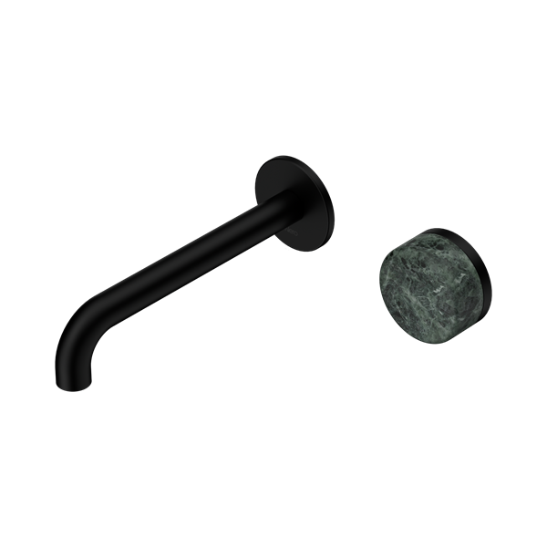 Nero Serenity Progressive Wall Basin/Bath Mixer 185mm Spout Verde Alpi Handle 24E068
