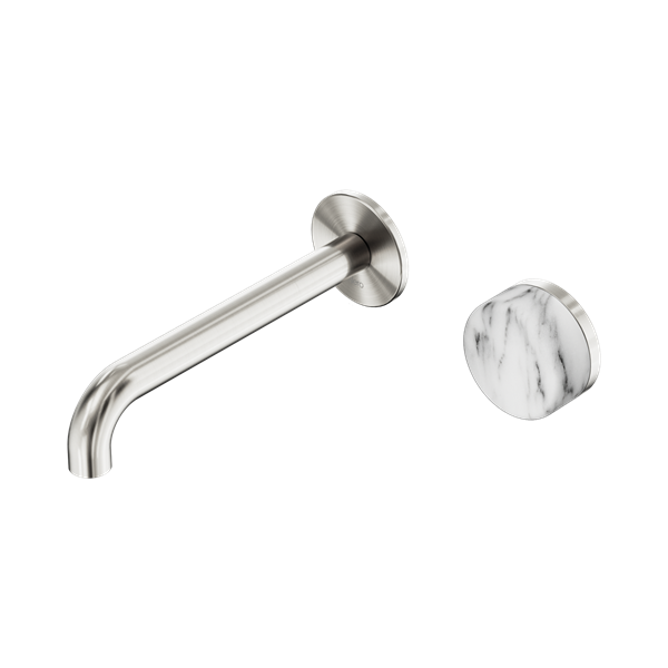 Nero Serenity Progressive Wall Basin/Bath Mixer 185mm Spout Arabescato Corchia Handle 24E070