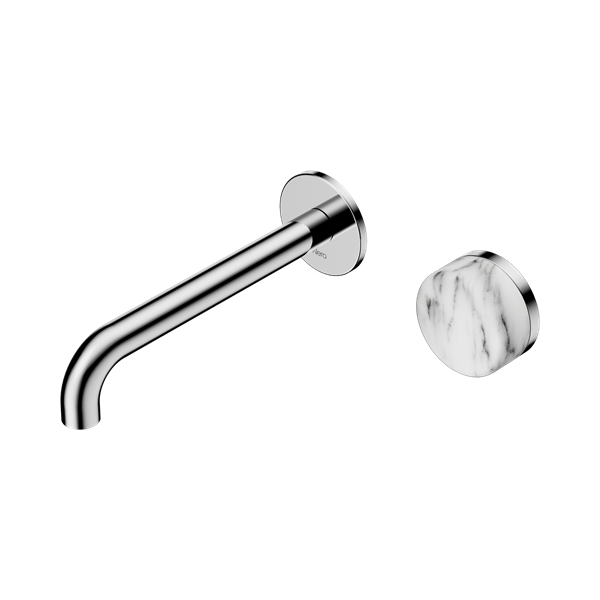 Nero Serenity Progressive Wall Basin/Bath Mixer 185mm Spout Arabescato Corchia Handle 24E070