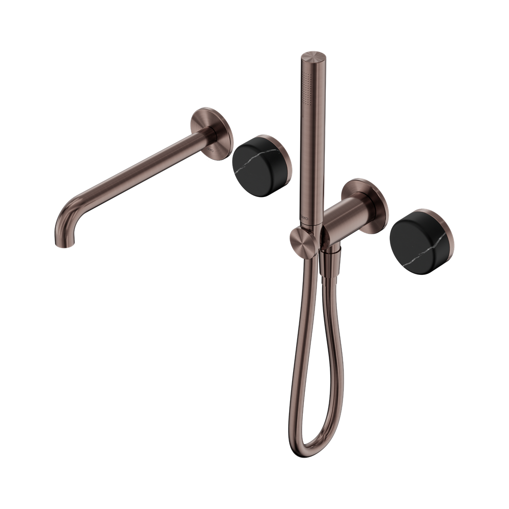 Nero Serenity Progressive Shower System with Spout & Slim Hand Shower Marquina Black Handle 24E129
