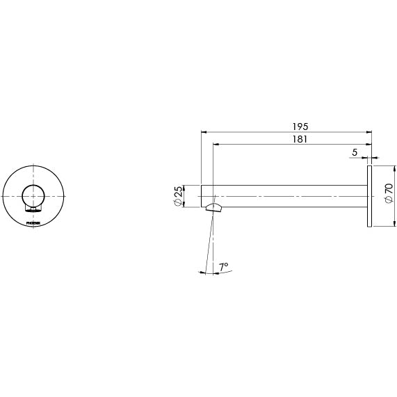 Phoenix Vivid Slimline SS316 Wall Basin/Bath Outlet 180mm 316-7610-51