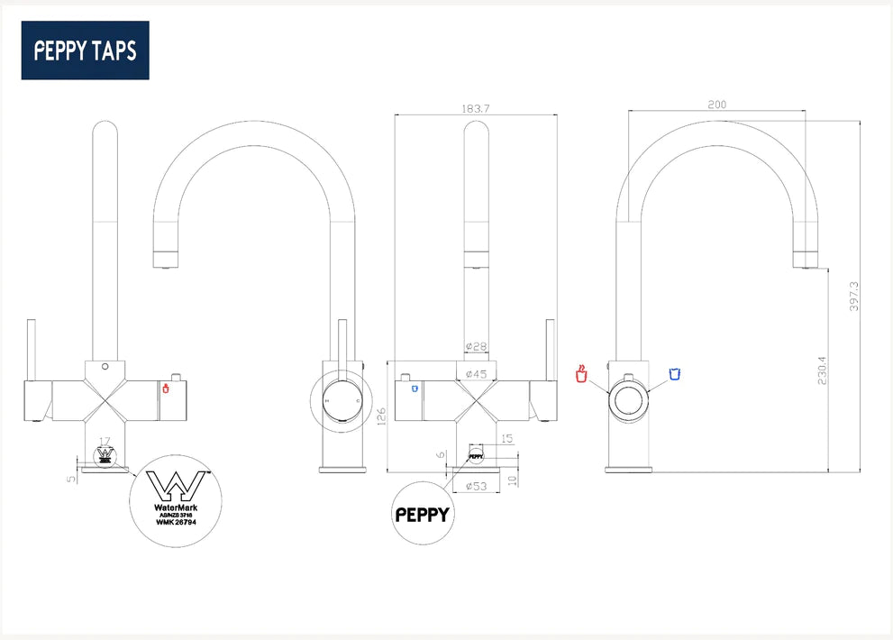 Peppy Taps 4 in 1 - Boiling, Chilled, Hot & Cold Mains