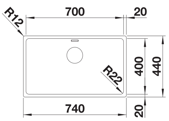 Blanco Andano 700-IF Inset/Flushmount Bowl Sink