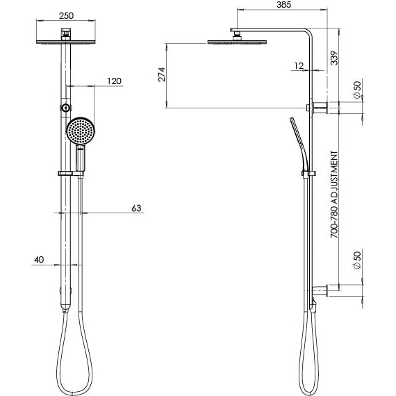 Phoenix NX Quil Twin Shower Matte Black 606-6500-10