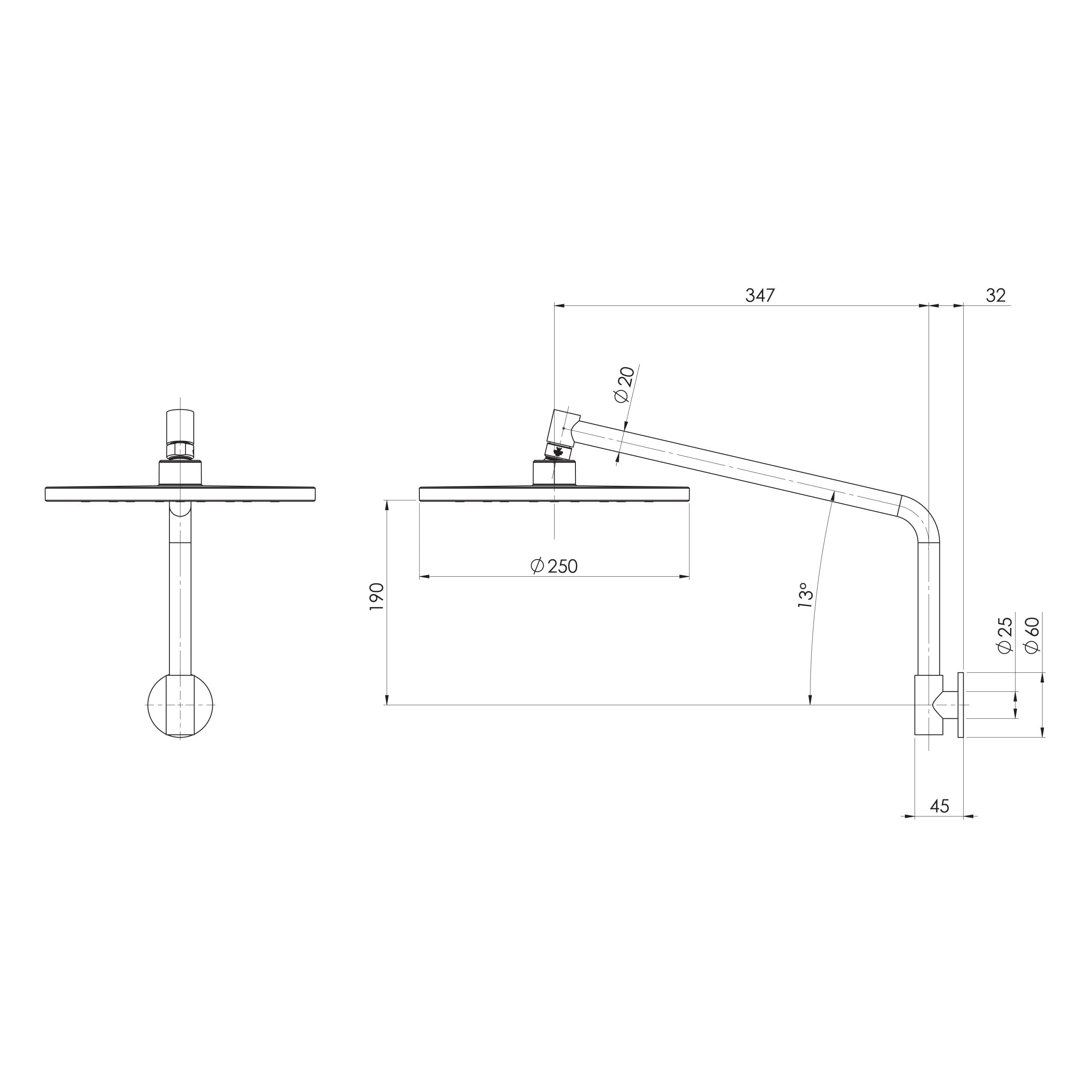 Phoenix Ormond High Rise Shower Arm and Rose 609-5300