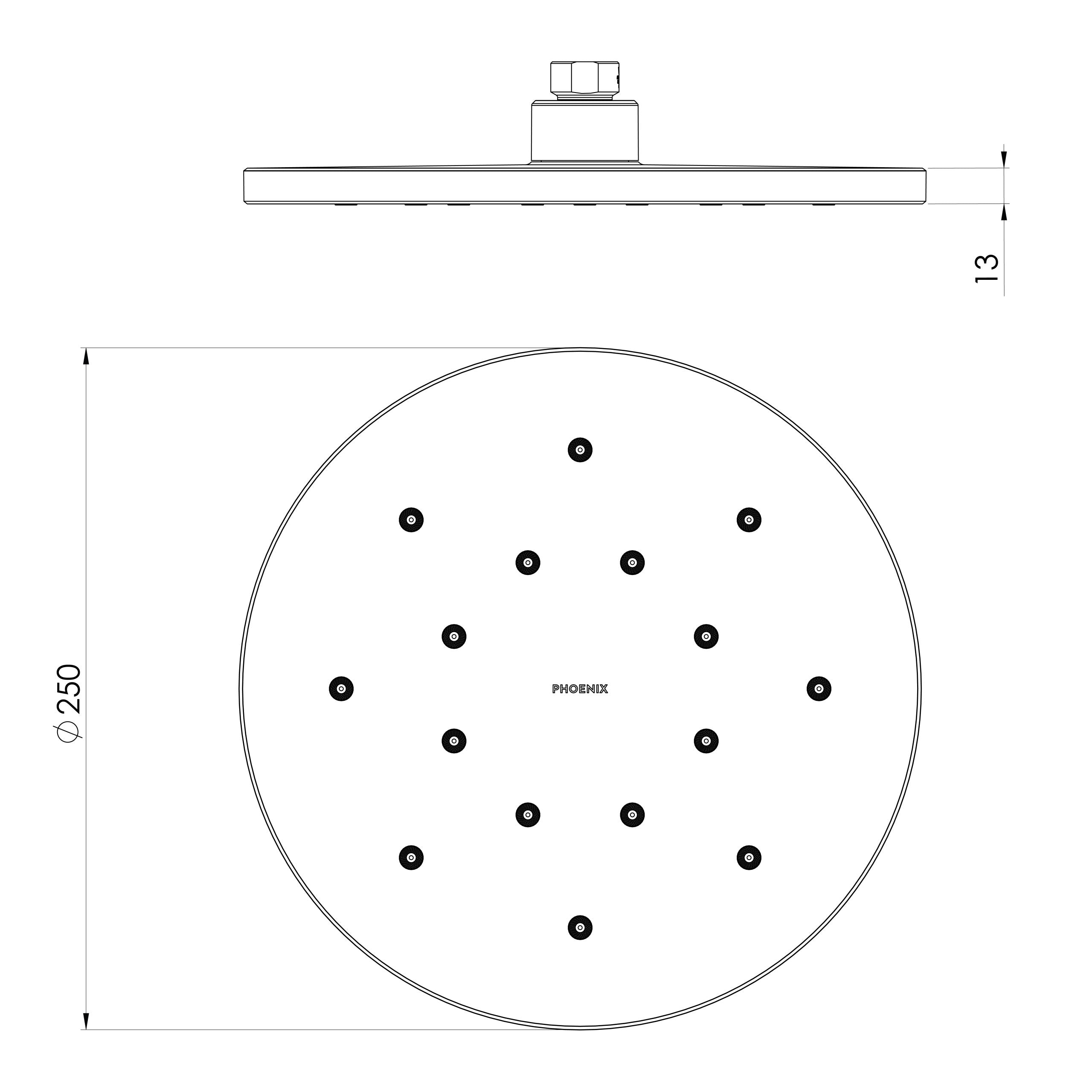 Phoenix Luxe XP 250mm Shower Rose 640-5000 (Oxley & Ormond)