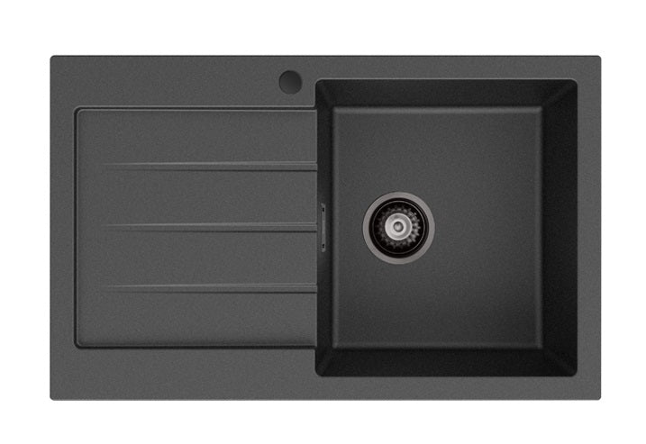 Fienza Kuro Granite 32L Single Bowl Sink with Drainer Right Hand Bowl 68604R-1