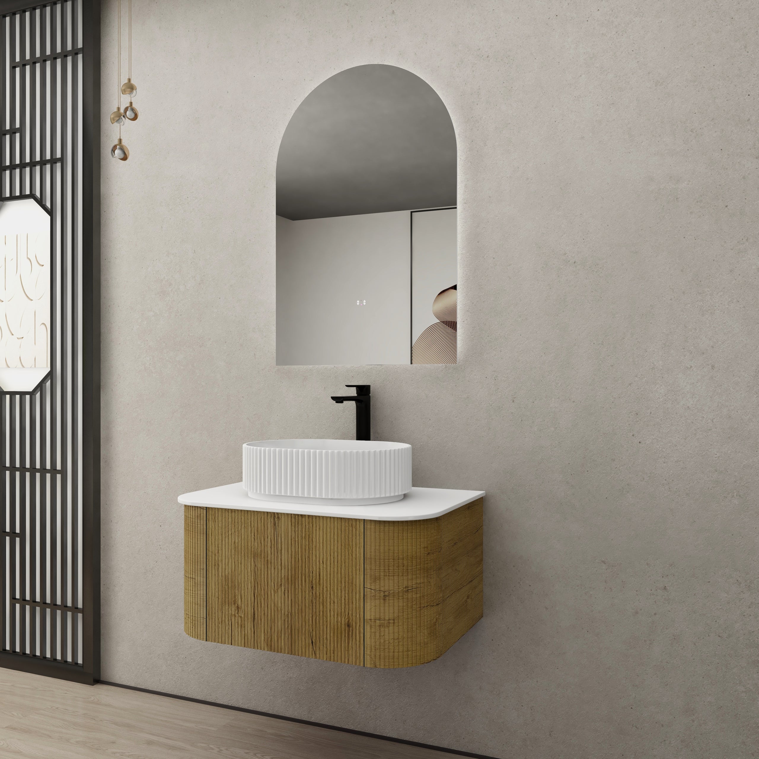 Ceto Bronte Curved Fluted Wall Hung Vanity