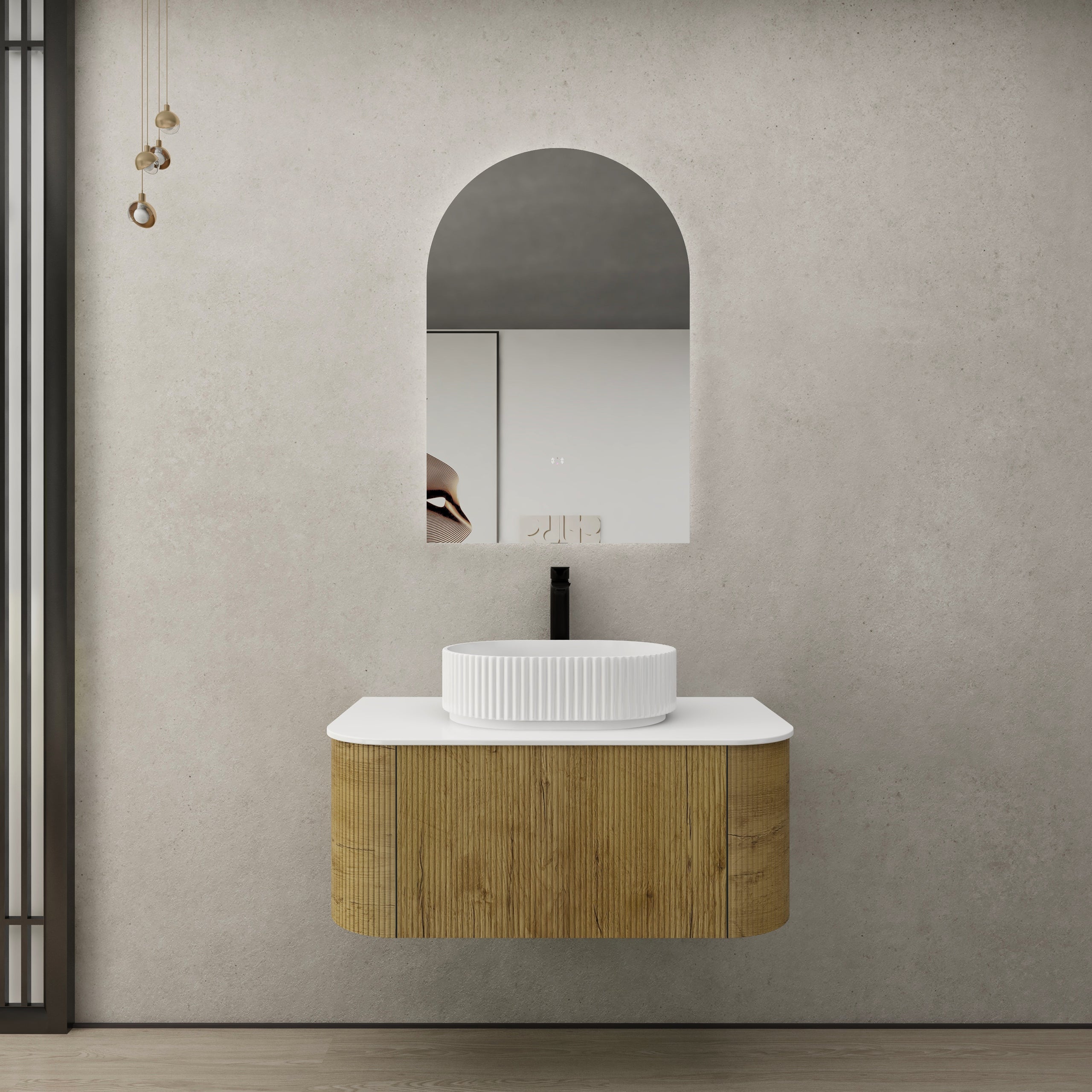 Ceto Bronte Curved Fluted Wall Hung Vanity