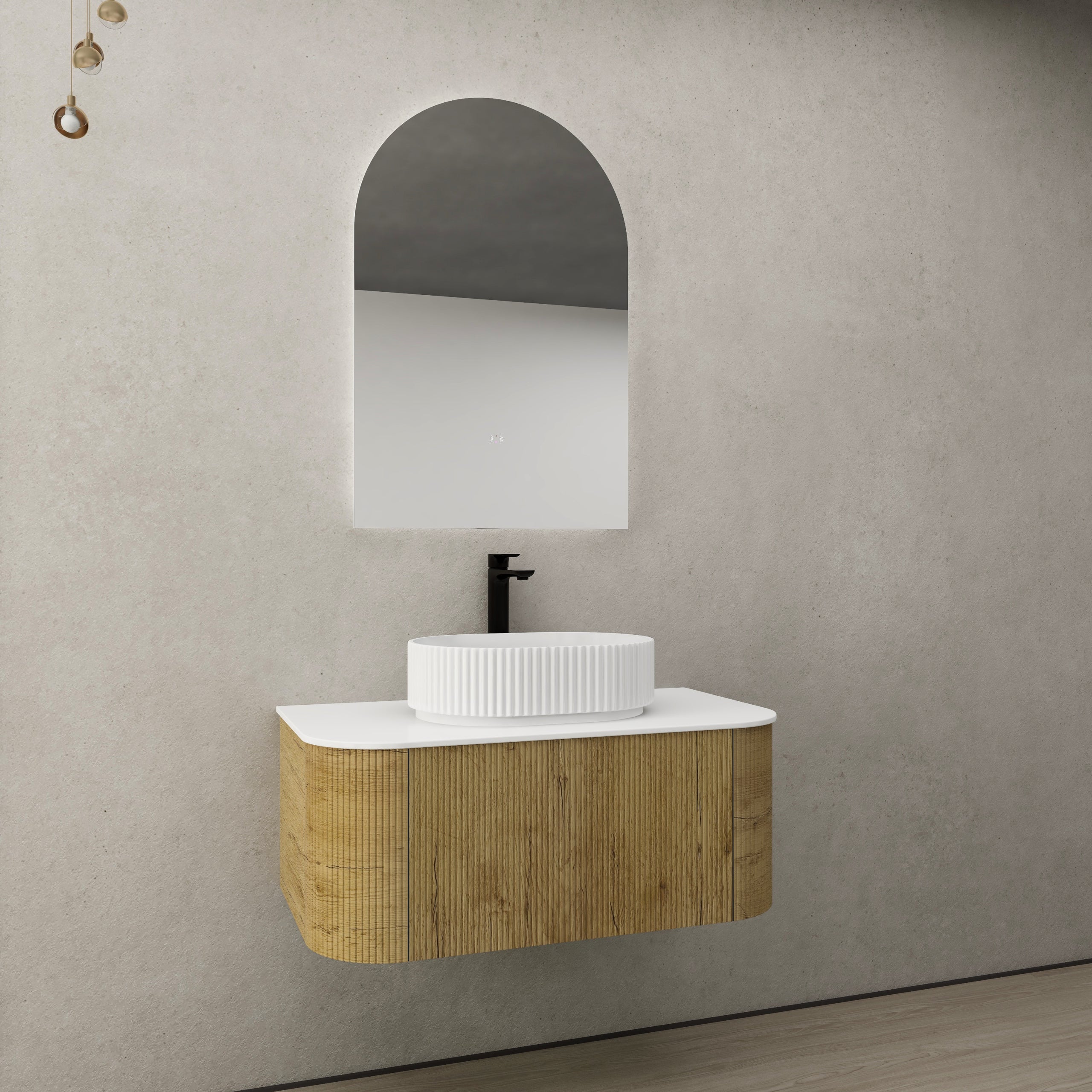 Ceto Bronte Curved Fluted Wall Hung Vanity