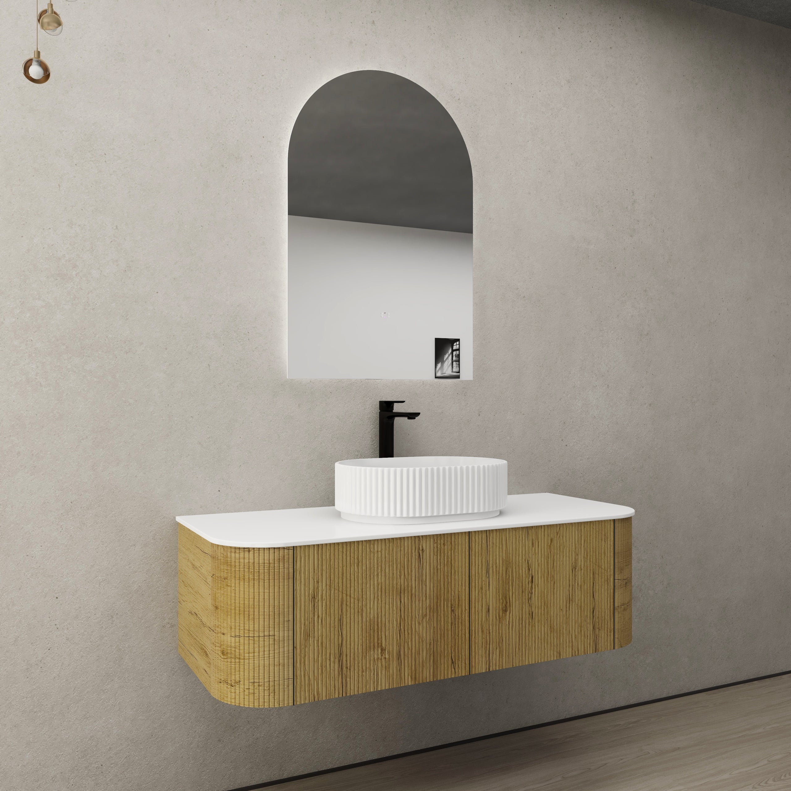 Ceto Bronte Curved Fluted Wall Hung Vanity