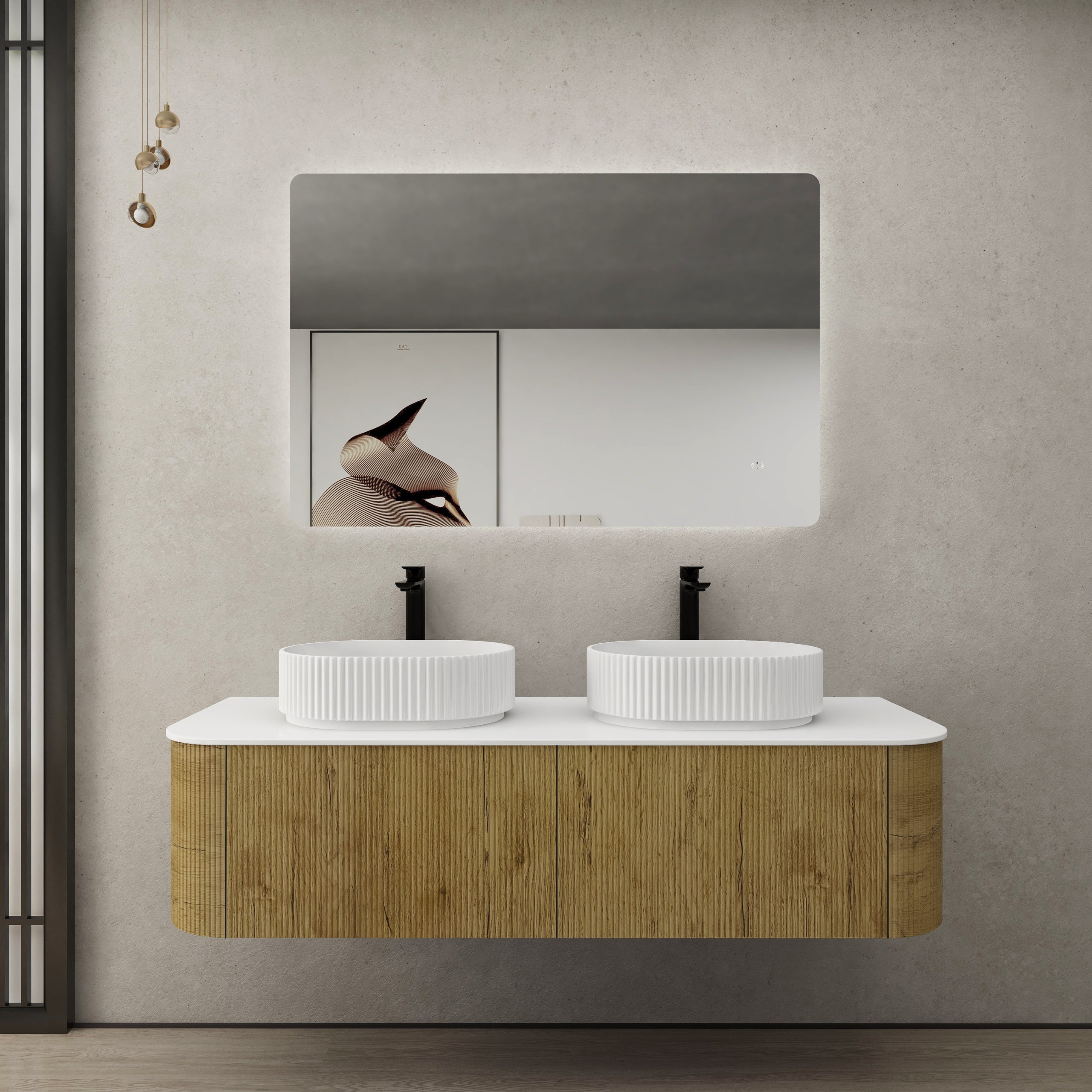 Ceto Bronte Curved Fluted Wall Hung Vanity