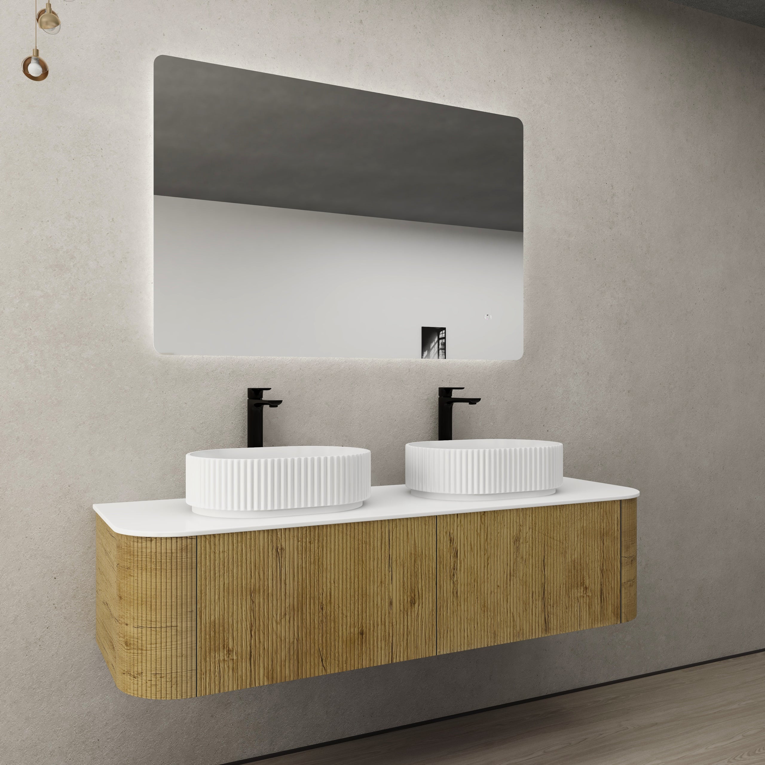Ceto Bronte Curved Fluted Wall Hung Vanity