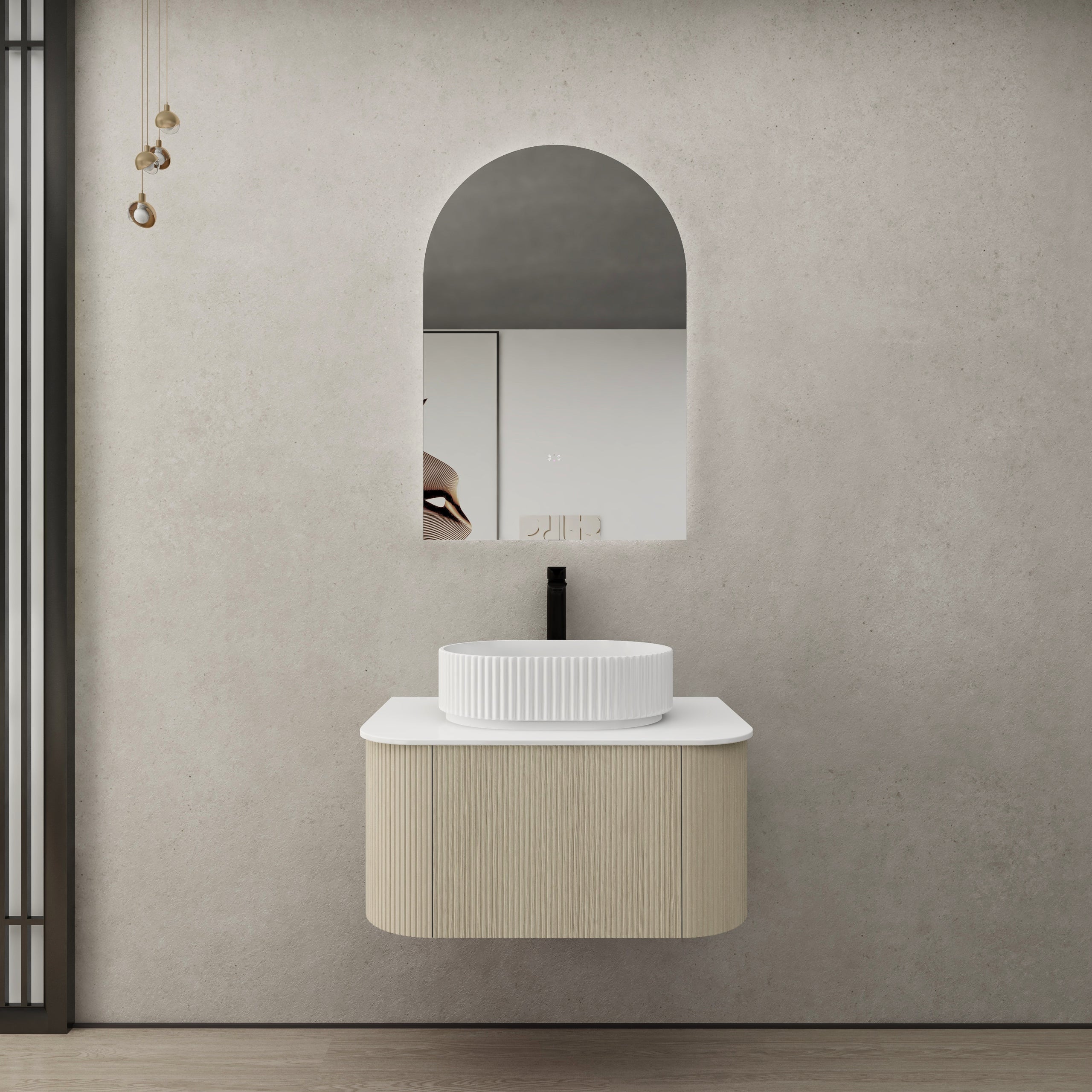 Ceto Bronte Curved Fluted Wall Hung Vanity