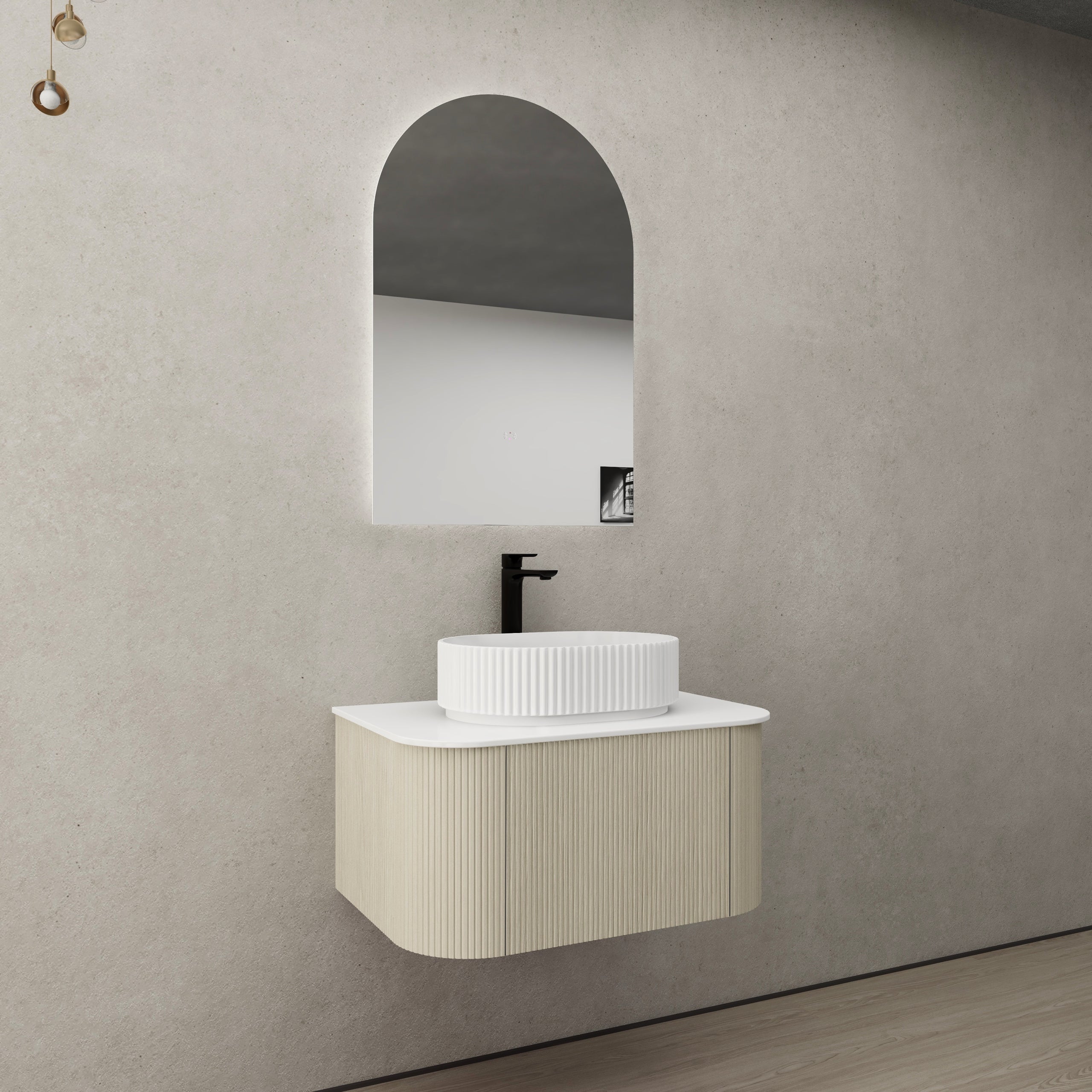 Ceto Bronte Curved Fluted Wall Hung Vanity