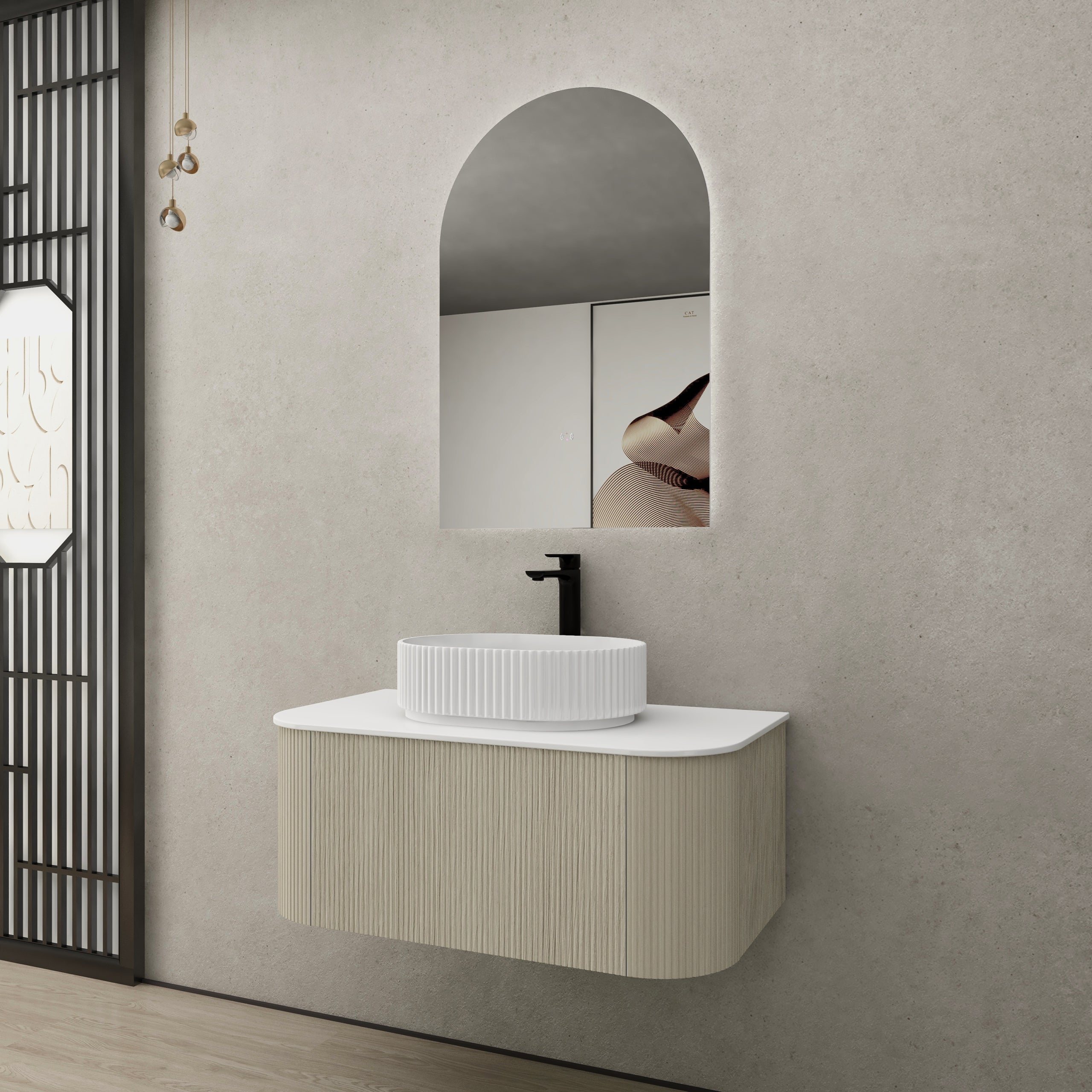 Ceto Bronte Curved Fluted Wall Hung Vanity