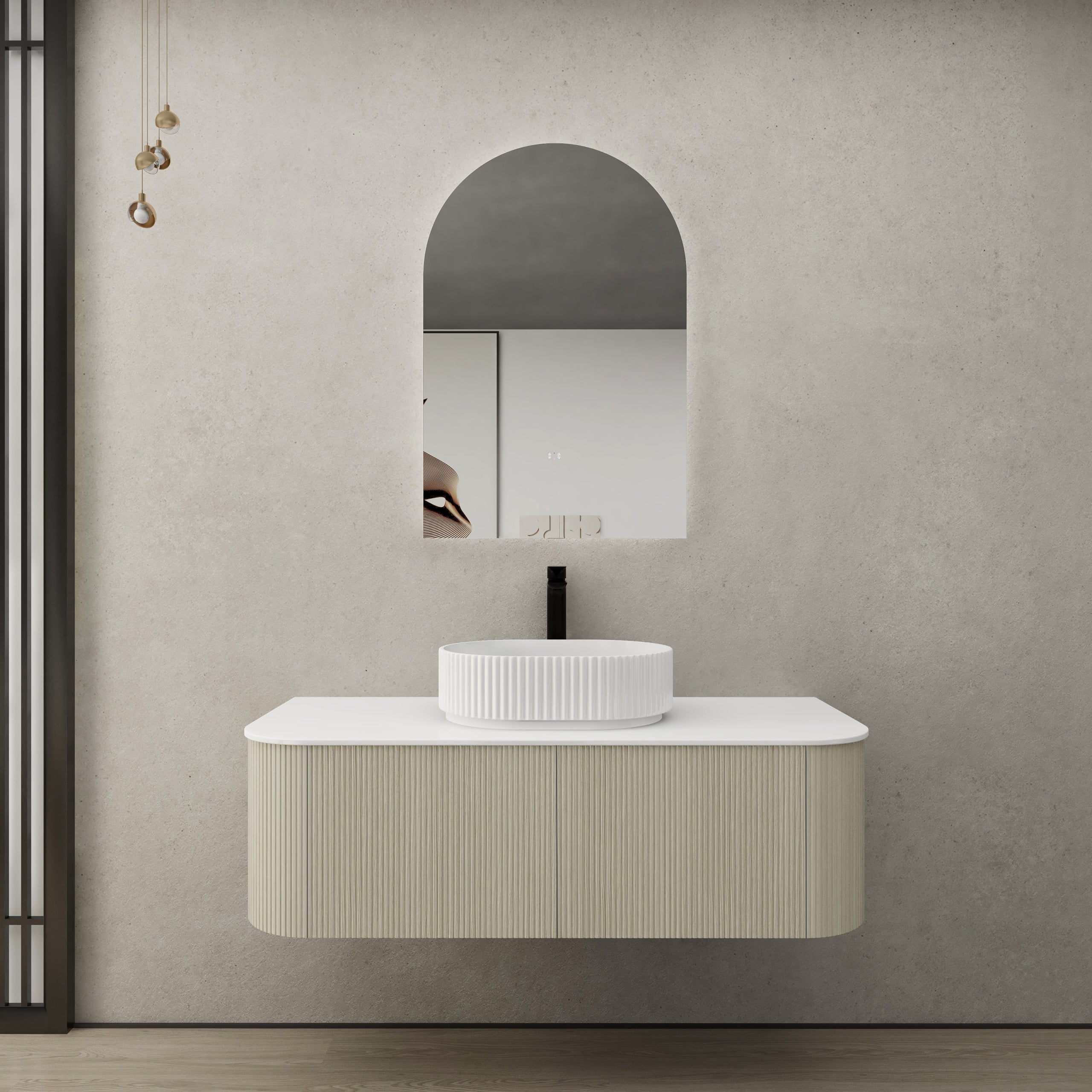 Ceto Bronte Curved Fluted Wall Hung Vanity