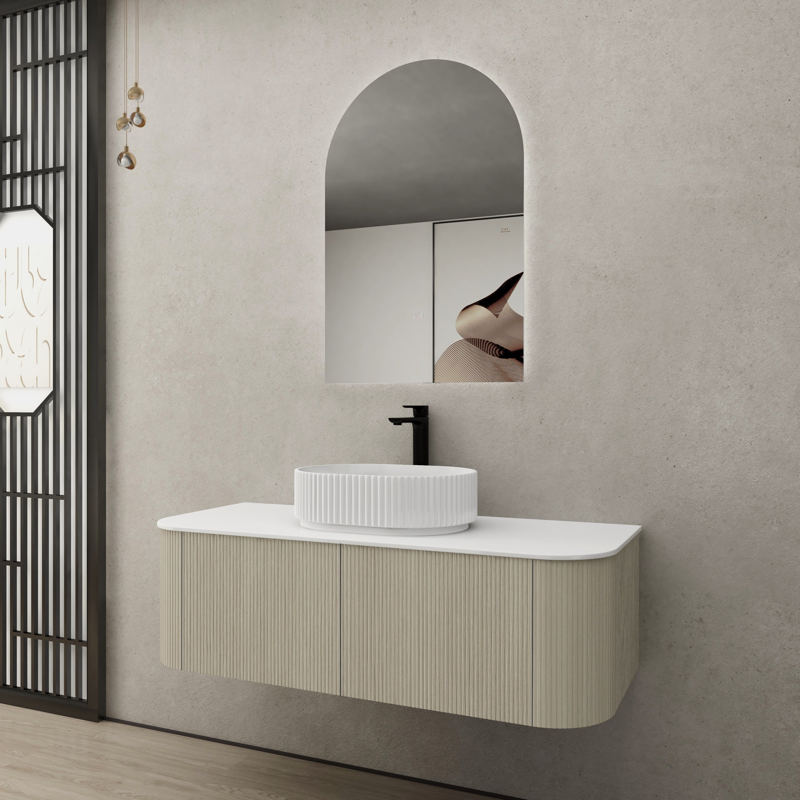 Ceto Bronte Curved Fluted Wall Hung Vanity