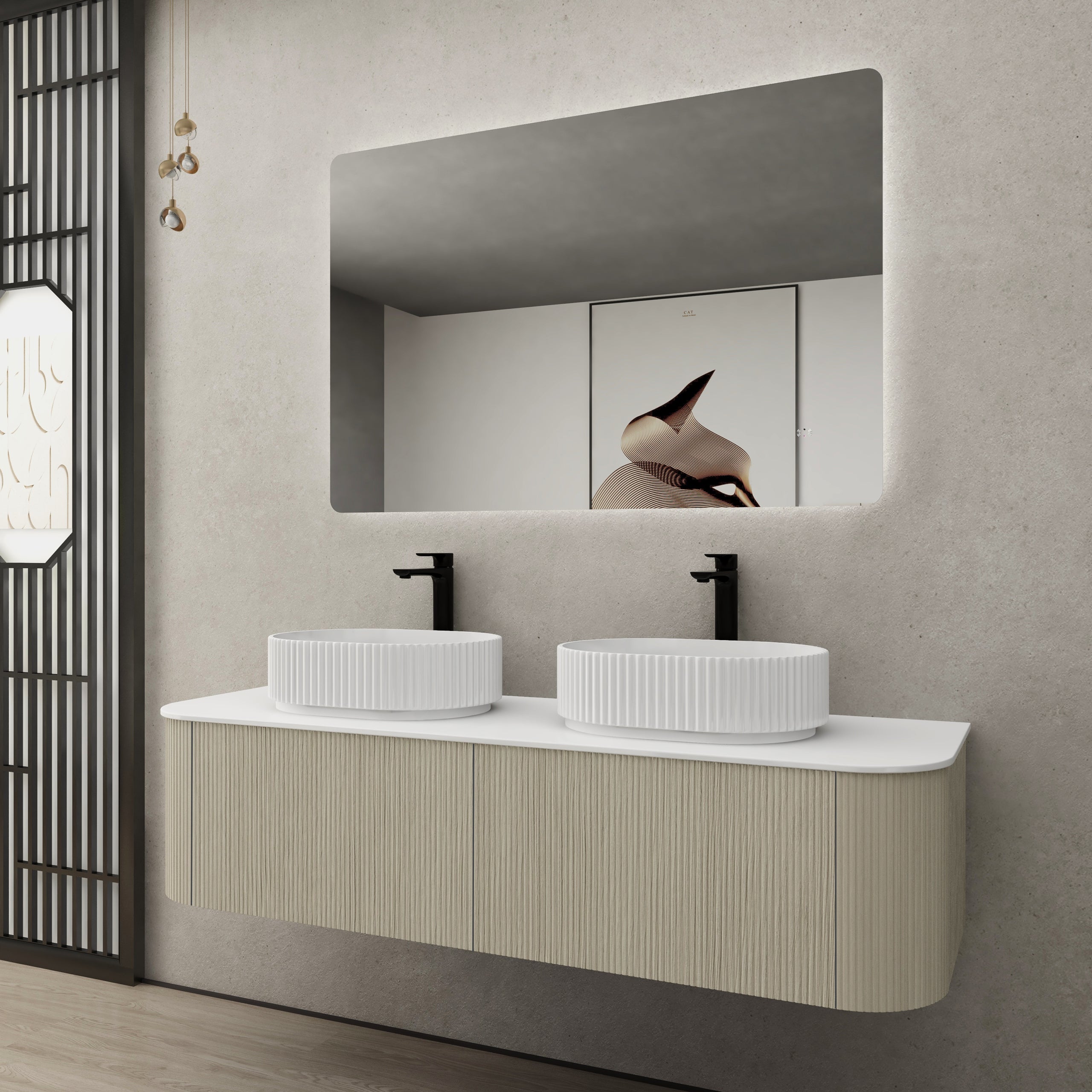 Ceto Bronte Curved Fluted Wall Hung Vanity