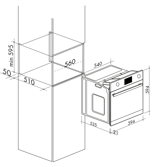 Artusi 60cm Stainless Steel Gas Oven AO650GG