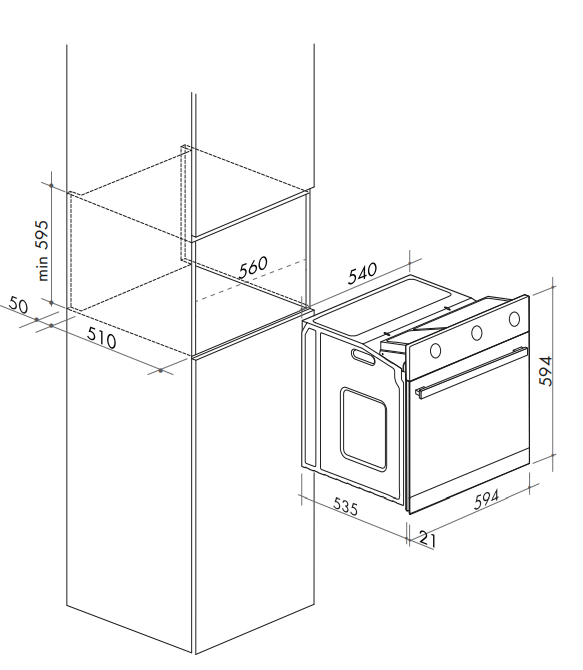 Artusi 60cm Stainless Steel 5 Function Oven AO651X