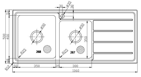 1 3/4 Bowl Sink with Drainer JK116.1