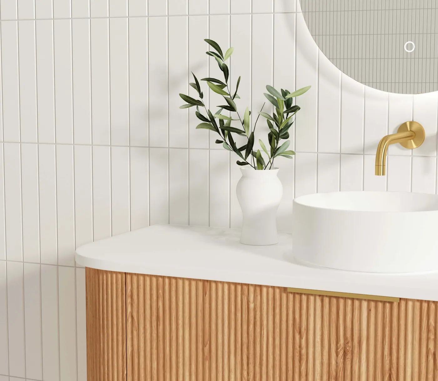 Otti Bondi 1200mm Woodland Oak Fluted Curve Wall Hung Vanity