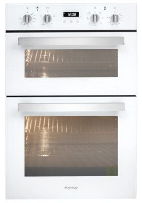 Artusi 60cm White Glass Double Electric Oven CAO888W