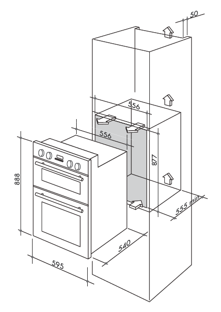 Artusi 60cm White Glass Double Electric Oven CAO888W
